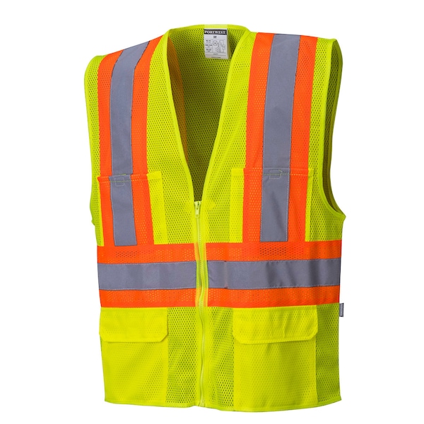 Portwest Tulsa Hi-Vis Vest L Class 2 , Zipper 6 Pockets - US371