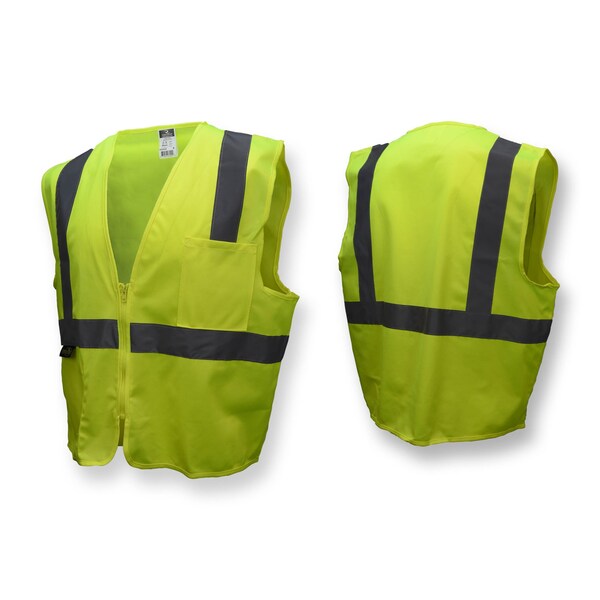Radians Hi-Vis Economy Safety Vest M Class 2 U-Block Back, , Zipper Closure - SV2ZGSM