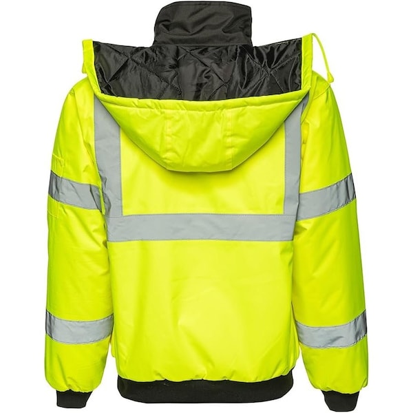 Northmon Safety Hi-Vis Bomber Rain Jacket, 100% Polyester 300D Oxford, Class 3 Safety Yellow, XL - NM-SJ-100-YW-XL
