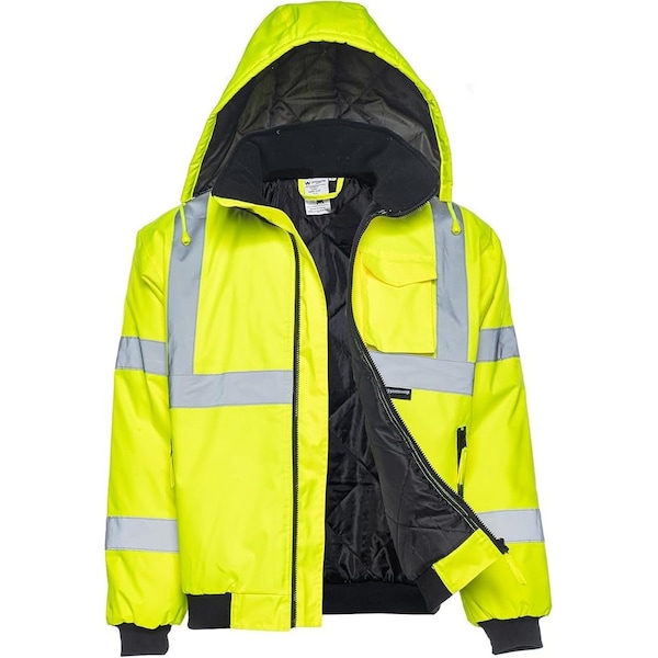 Northmon Safety Hi-Vis Bomber Rain Jacket, 100% Polyester 300D Oxford, Class 3 Safety Yellow, XL - NM-SJ-100-YW-XL