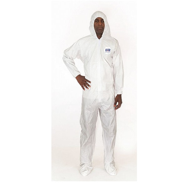 International Enviroguard Disposable Coverall, Hooded, S, Microporous Laminate, Zipper, Elastic Cuff, Attached Boots Ankle - 8019