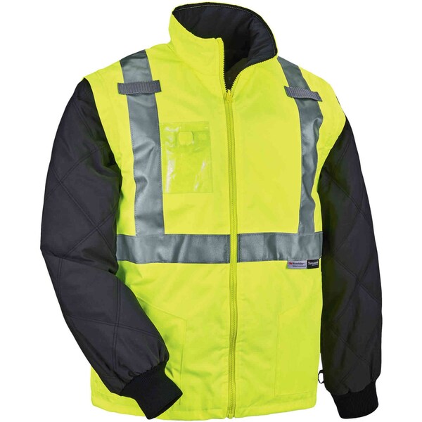 Ergodyne 3-in-1 Jacket/Vest, 300D Oxford Polyester, Class 2 Type R, Hi-Viz Lime, 3XL - 8287