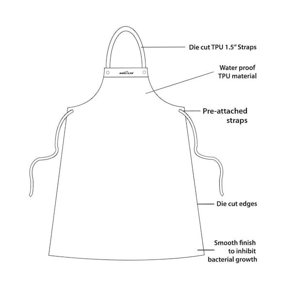 Kleen Handler Waterproof TPU Bib Adjustable Neck Apron, Blue, 11.8 Mil - BLKH-HDS-TPU-AP2Y1