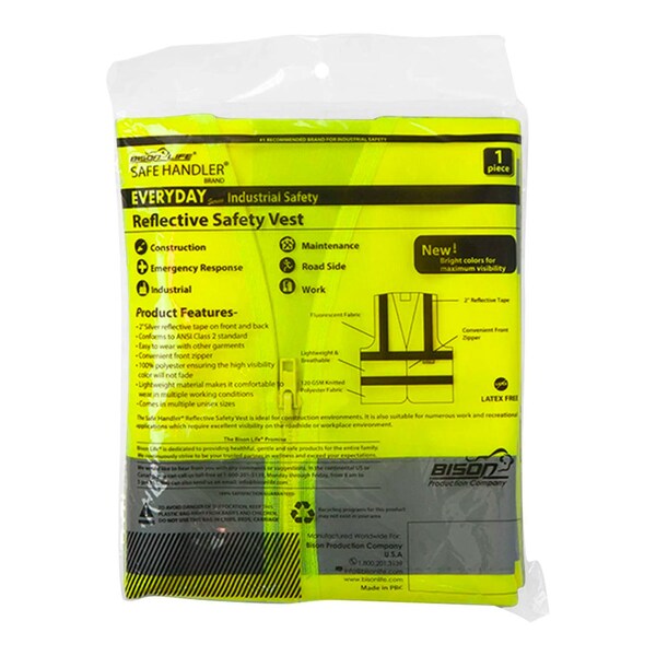 Safe Handler Child Reflective Safety Vest, Large, Yellow(10-Pack) - BLSH-ES-L-SV1Y-10