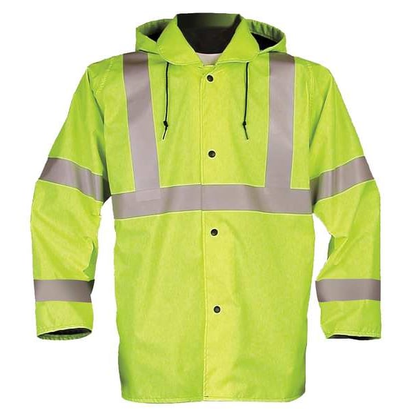Nasco Breathable Rain Jacket with Hood, Polyurethane, Class 2 Yellow/Green, L - 103JFYL