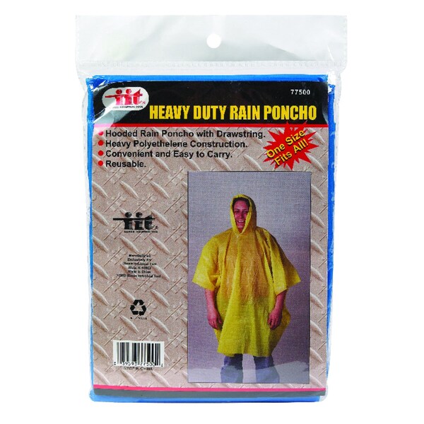 Jmk IIT Yellow Polyethylene Rain Poncho One Size Fits All - 06-2412