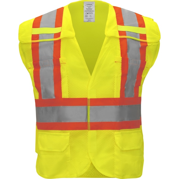 Ironwear Two-Tone Hi-Vis Safety Vest 2XL Class 2 , Hook & Loop 6 Pockets - 1287BRK-L-2XL