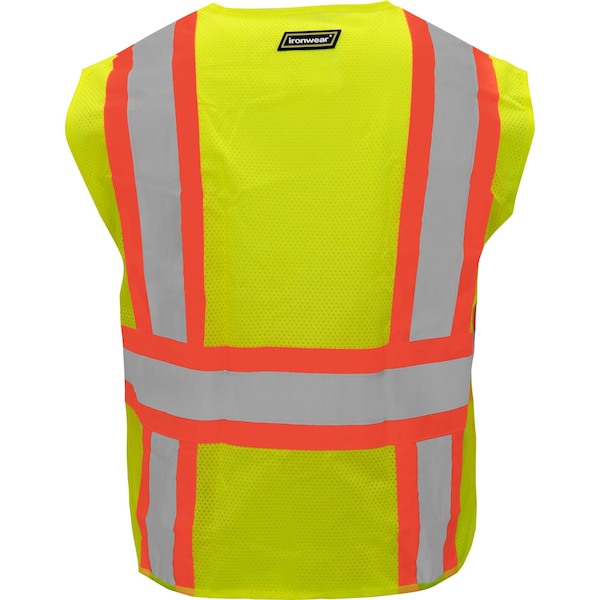 Ironwear Two-Tone Hi-Vis Safety Vest 2XL Class 2 , Hook & Loop 6 Pockets - 1287BRK-L-2XL