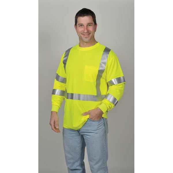 Tingley Job Sight Hi-Vis T-Shirt, Long Sleeve, Lime, L - S75522