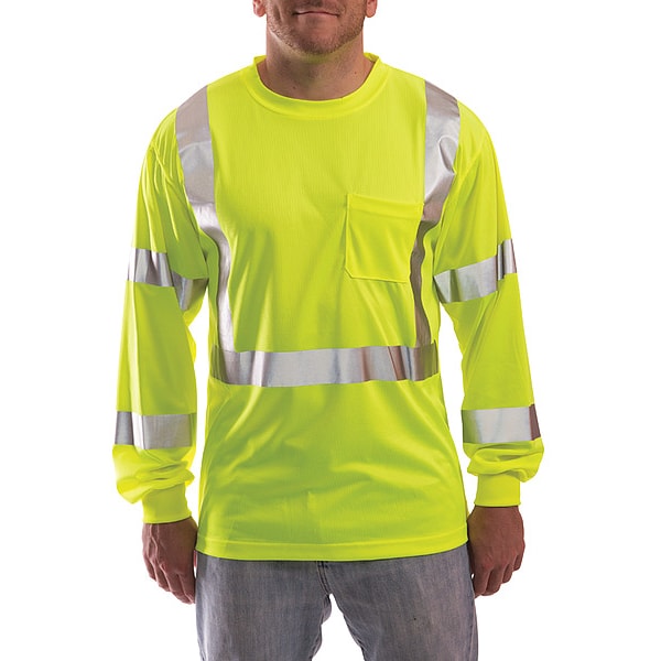 Tingley Job Sight Hi-Vis T-Shirt, Long Sleeve, Lime, L - S75522