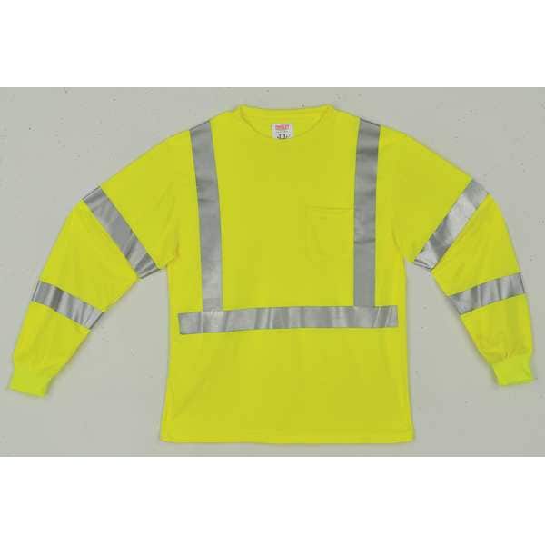 Tingley Job Sight Hi-Vis T-Shirt, Long Sleeve, Lime, L - S75522