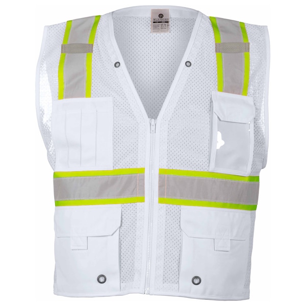Kishigo L-XL White Enhanced Visibility Multi Pocket Vest - B105-L-XL