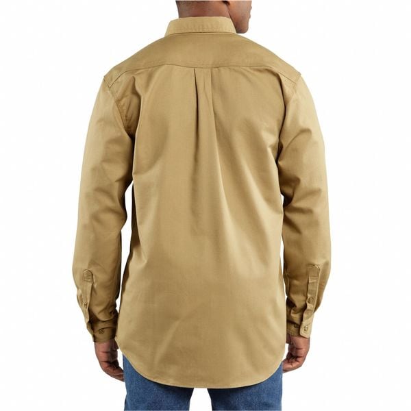 Carhartt Men's Flame-Resistant Collared Shirt, 8.6 cal/sq cm, S, 12% Nylon, 88% Cotton - FRS160-KHI SML REG