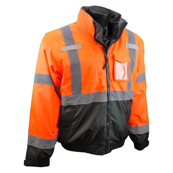 Radians Hi-Vis 3-in-1 Bomber Jacket, 100% Polyester Oxford, 300D, DWR Coated, Hi-Vis Orange / Black, 4XL - SJ210B-3ZOS-4X