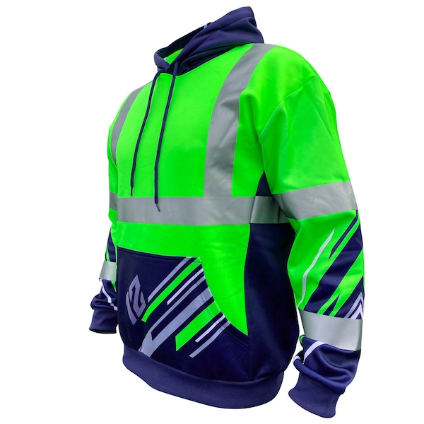 Safetyshirtz SS360 Seattle Twelve Class 3 Hoodie, Safety Green, L - 54041303L