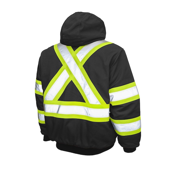 Tough Duck Hi-Vis Safety Bomber Jacket, 100% Cotton 10 oz Duck, Class 1 Type O, Black, XL - SJ251