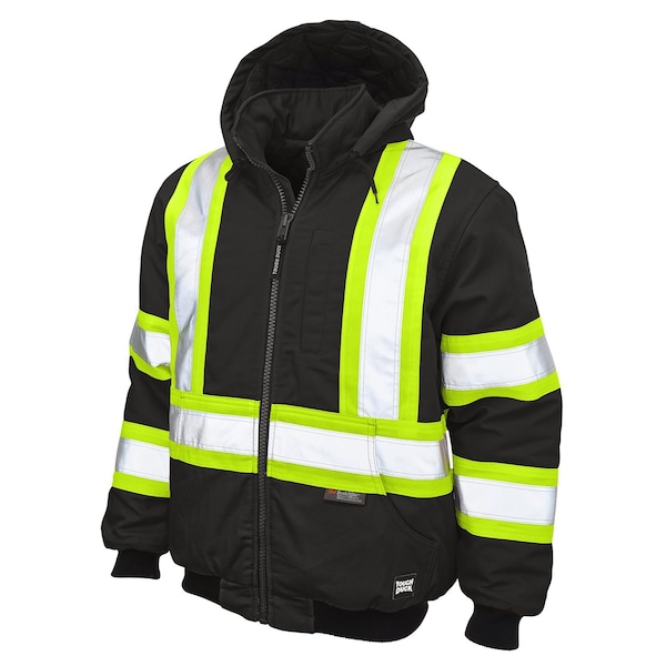 Tough Duck Hi-Vis Safety Bomber Jacket, 100% Cotton 10 oz Duck, Class 1 Type O, Black, XL - SJ251