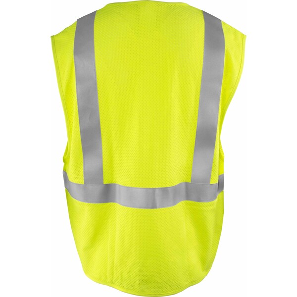 Ironwear Hi-Vis FR Safety Vest XL Class 2 , Zipper 3 Pockets - 1257FR-LZ-RD-XL