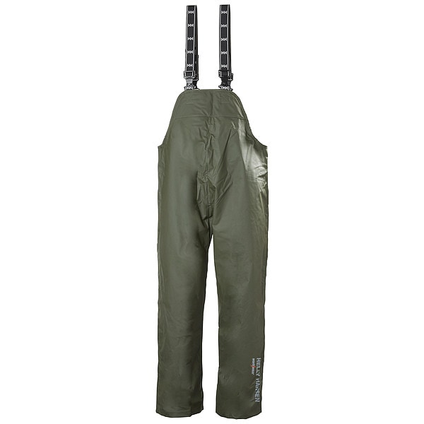 Helly Hansen Rain Bib Overall, Polyester, 35 in Inseam, 42 in to 44 in Waist, 35 mil Thickness, Green, 2XL - 70529_480-2XL