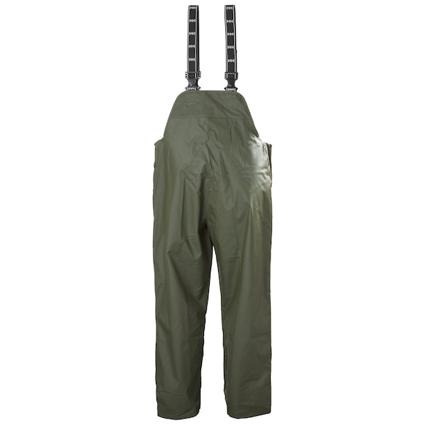Helly Hansen Rain Bib Overall, Polyester, 35 in Inseam, 42 in to 44 in Waist, 35 mil Thickness, Green, 2XL - 70529_480-2XL