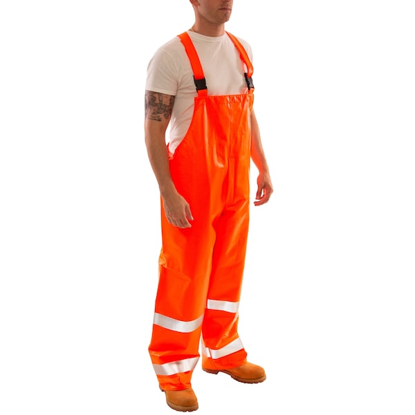 Tingley Arc Flash Hi-Visibility Bib Overall, PVC, 30 in Inseam, 40 in to 42 in Waist, 26 mil Thickness, L - O44129