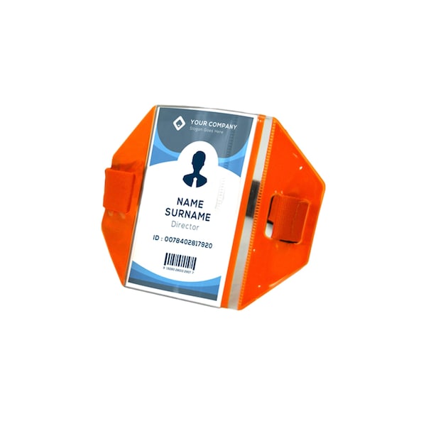2W International Armband ID Badge Holder, Orange - AMB-OR
