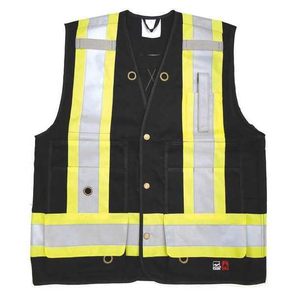 Viking Safety Vest, Black, S, 28-1/2" L, Class 1 - 6165FR-S