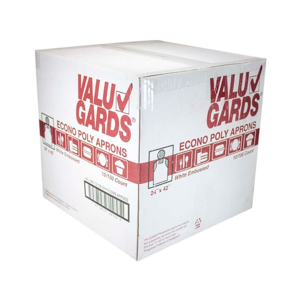 Valugards Valugards 24x42 Economy Poly Embossed White Light Duty Apron, PK1000 - 304663100