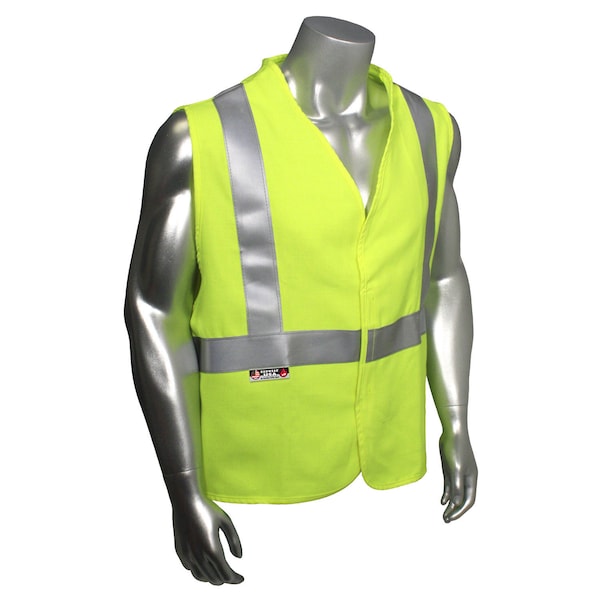 Radians Hi-Vis FR Safety Vest 2XL Class 2 , Hook & Loop 0 Pockets - SV92-2VGSFR-2X
