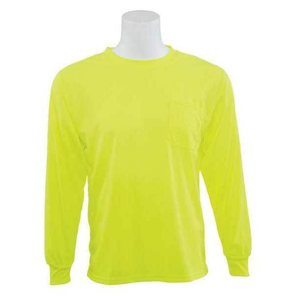 Deltaplus T-Shirt, Long Sleeve, Hi-Viz, Lime, L, Material: 100% Polyester Birdseye Mesh with Moisture Wicking - 64027