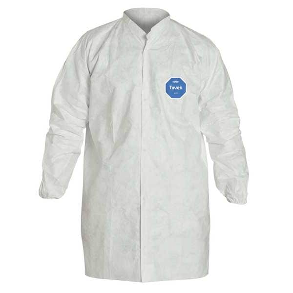 Dupont Disposable Lab Coat, Tyvek(R) 400, 0 Pockets, Snaps, 30 PK - TY216SWH4X003000
