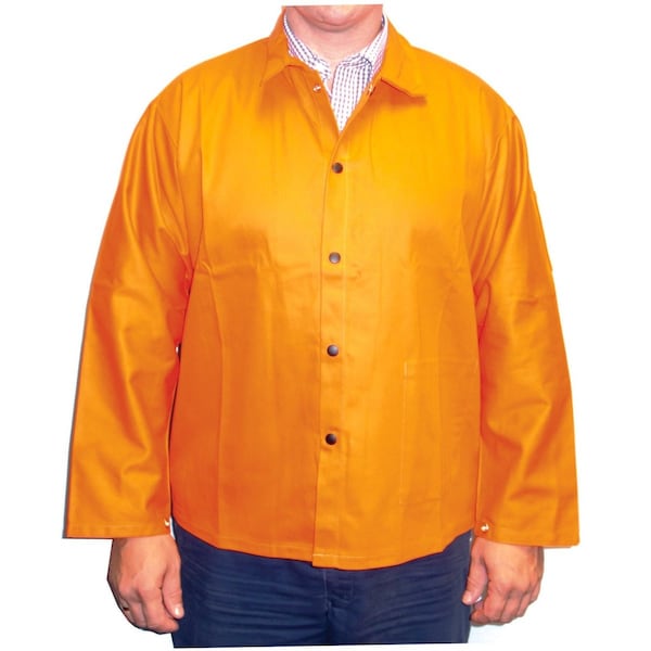 Powerweld FR Cotton Welding Jacket, 9oz Orange Sateen, Medium - PWOFRJM