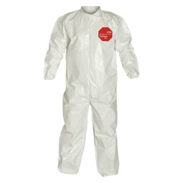 Dupont Chemical Resistant Coverall, Collared, XL, Tychem(R) 4000, Zipper, Elastic Cuff, Elastic Ankle - SL125BWHXL001200
