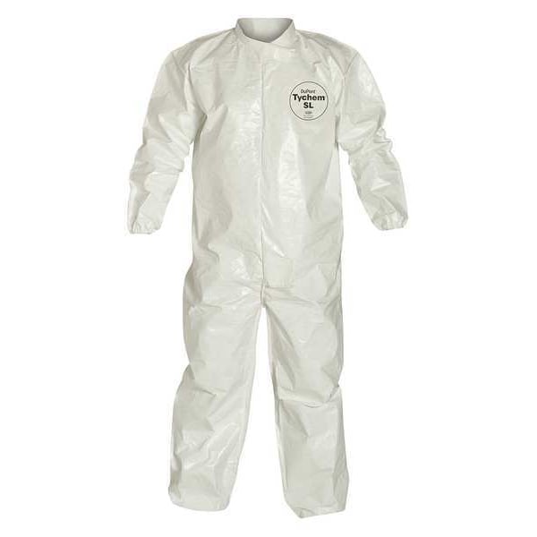 Dupont Chemical Resistant Coverall, Collared, XL, Tychem(R) 4000, Zipper, Elastic Cuff, Elastic Ankle - SL125BWHXL001200