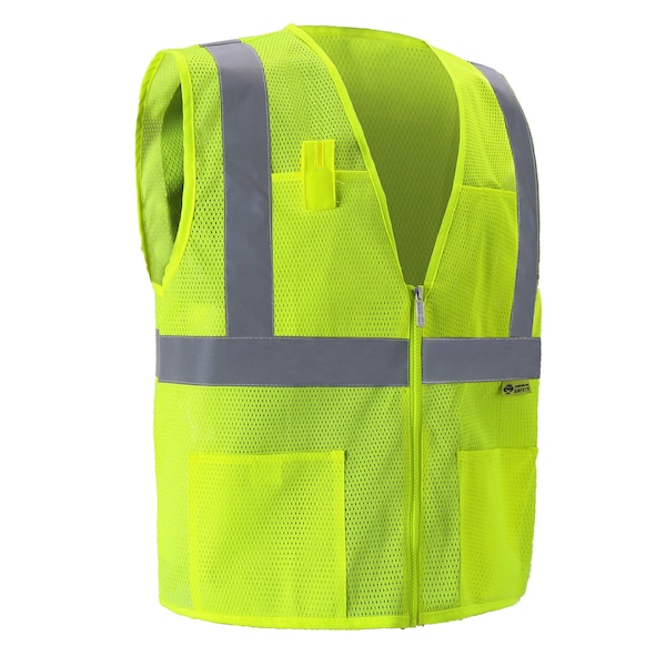 2W International Hi-Vis Economy Safety Vest L Class 2 U Back, , Zipper 4 Pockets - A520C-2 L