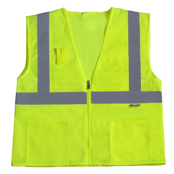 2W International Hi-Vis Economy Safety Vest L Class 2 U Back, , Zipper 4 Pockets - A520C-2 L