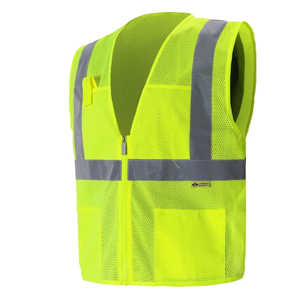 2W International Hi-Vis Economy Safety Vest L Class 2 U Back, , Zipper 4 Pockets - A520C-2 L