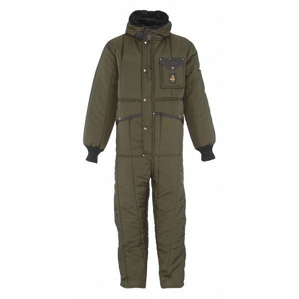Refrigiwear Iron-Tuff Coverall with Hood, Nylon, 400 den Fabric Weight, 30 1/2 in Inseam, Sage, L - 0381RSAGLAR