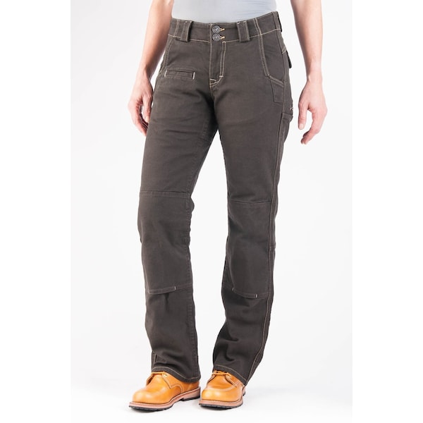 Dovetail Workwear Women's Day Construct Utility Pant, 000, Dark Brown Canvas, 99% cotton, 1% spandex - DWF18P3C-208-00X28
