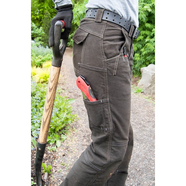 Dovetail Workwear Women's Day Construct Utility Pant, 000, Dark Brown Canvas, 99% cotton, 1% spandex - DWF18P3C-208-00X28