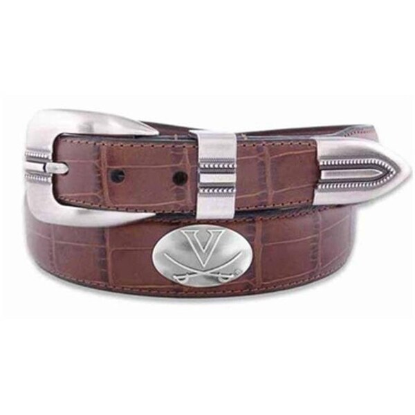 Zeppelinproducts ZeppelinProducts UVA-BOLPTCRC-TAN-36 Virginia Concho Croc Tan Leather Belt; 36 Waist - UVA-BOLPTCRC-TAN-36
