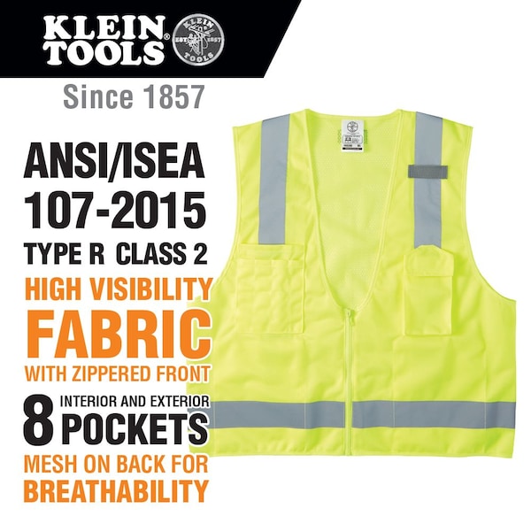 Klein Tools Safety Vest, High-Visibility Reflective Vest, XL - 60268