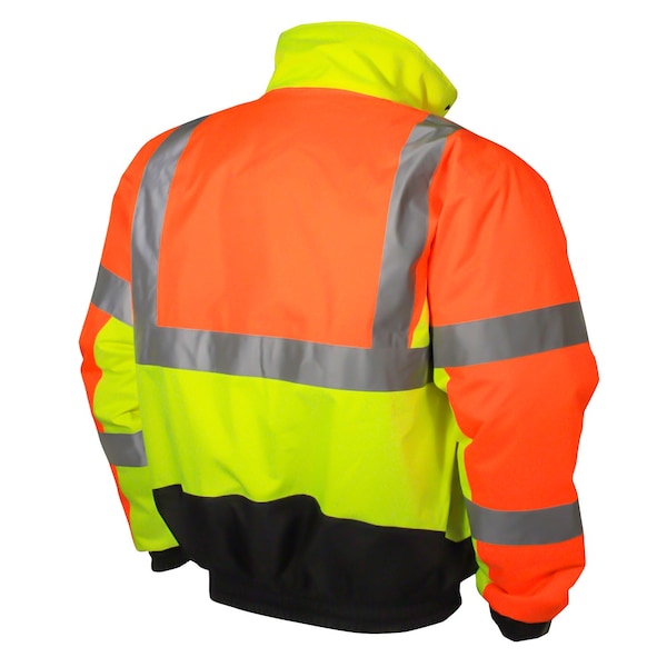Radians Hi-Vis Bomber Jacket, 100% Polyester Oxford, 300D, DWR Coated, Class Type R Class 3 M - SJ12-3ZMS-M