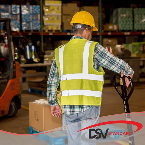 Dsv Standard Hi-Vis Safety Vest 2XL Class 2 , Zipper - 85113