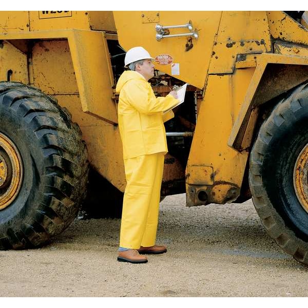 Tingley Rain Bib Overall, Heavy Duty PVC, 32 in Inseam, 48 in to 50 in Waist, 26 mil Thickness, Yellow, 2XL - O31107