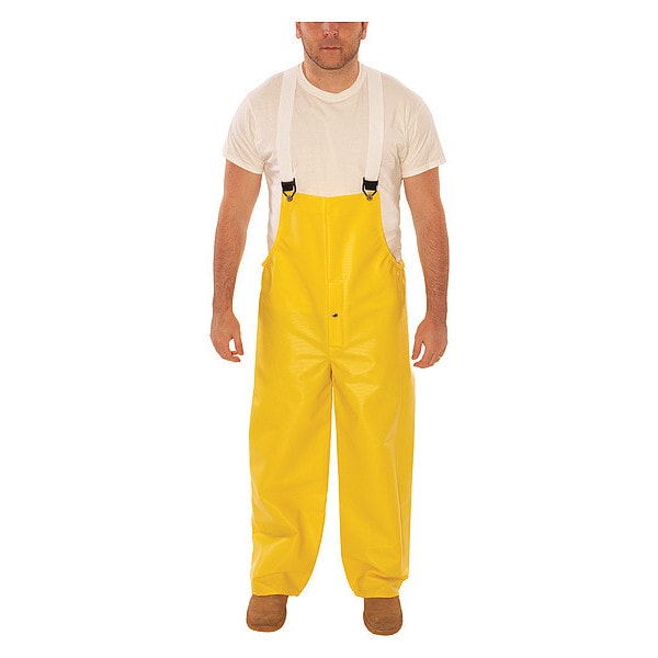 Tingley Rain Bib Overall, Heavy Duty PVC, 32 in Inseam, 48 in to 50 in Waist, 26 mil Thickness, Yellow, 2XL - O31107