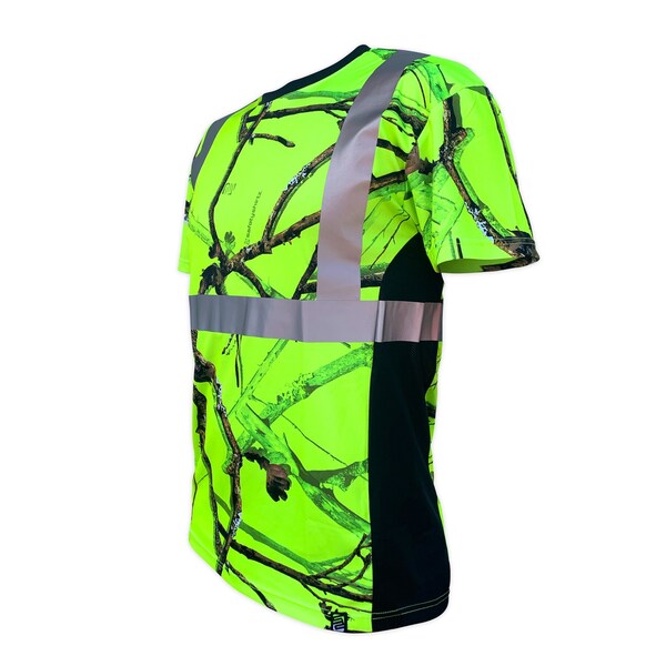 Safetyshirtz SS360 Backwoods Camo Class 2 T-Shirt, Safety Green, M - 46111301M