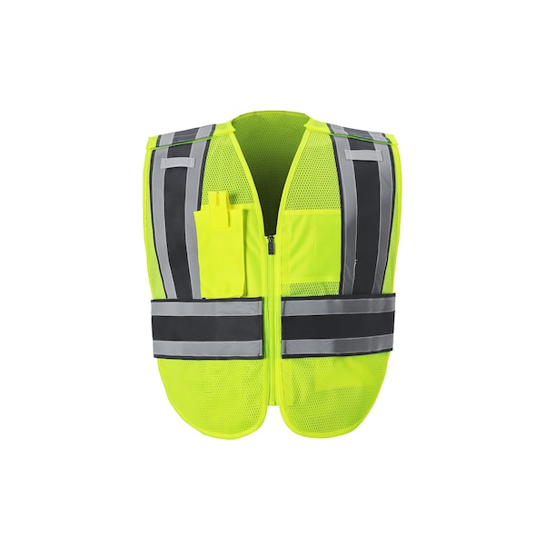 2W International Hi-Vis Public Safety Vest Plus Class 2 U Back, , Hook & Loop 2 Pockets, 2 Mic Tab - PWB503BLJM