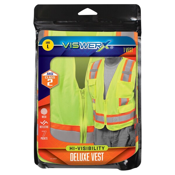 Viswerx Hi-Vis Deluxe Vest - ANSI CL2 LG - 127-22023