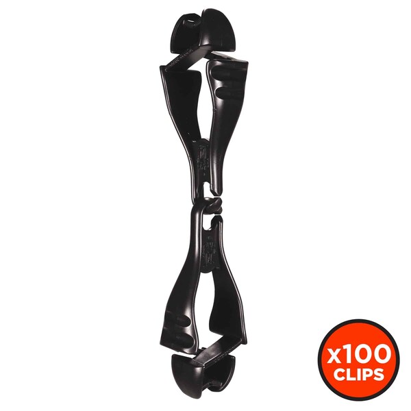 Ergodyne Glove Clip Holder with Dual Clips 3400, 100 Pairs, Black, 100PK - 19712-BULK